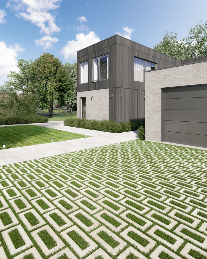 Entrada de vehículos con adoquines permeables Aquastorm