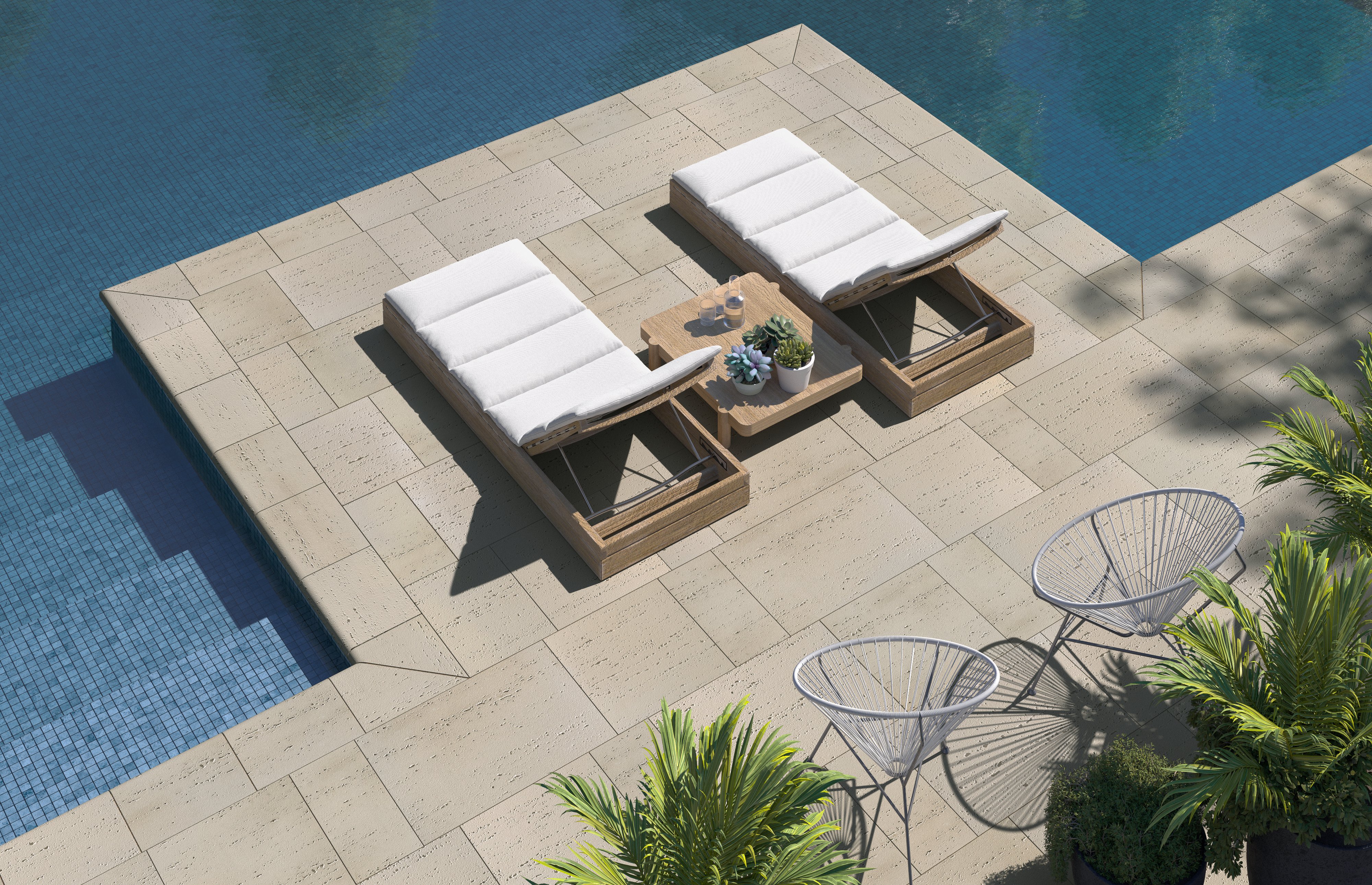 Losa de terraza Travertina Raw Beige Crema