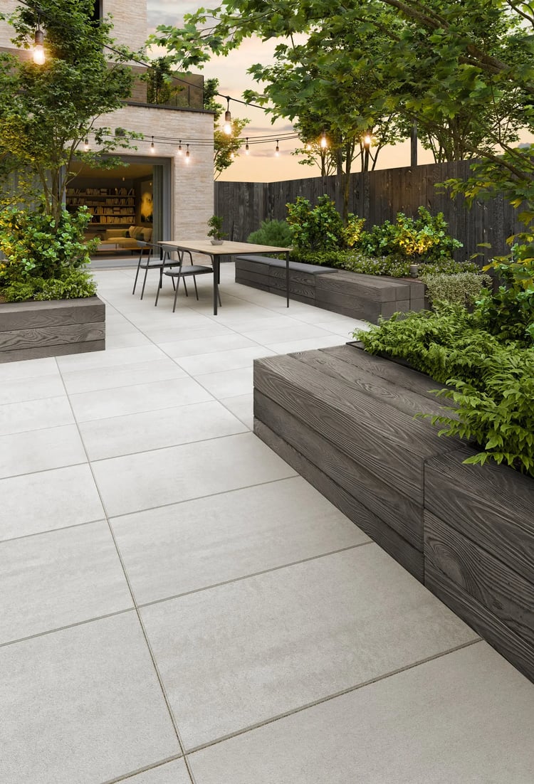 Blu Grande Losa de terraza lisa y muro de contención Borealis