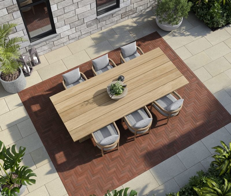 Losas para Aceras y Patios : Westmount en Merlot y Blu Grande Liso en Beige Crema