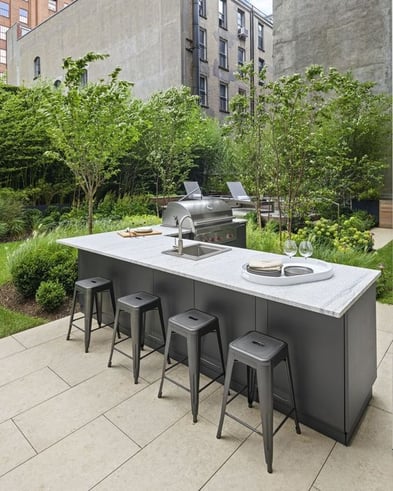 Cocina al aire libre para edificio de condominios urbanos de Techo-Bloc