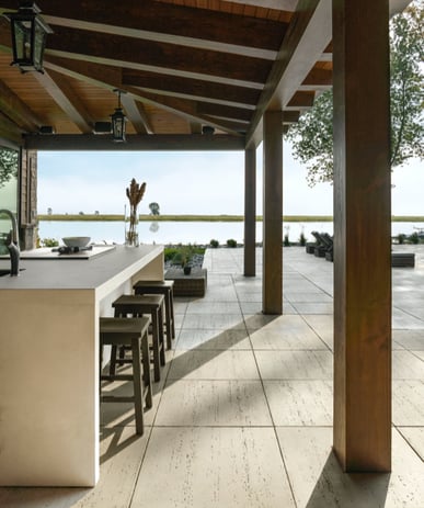 Cocina Exterior Junto a la Piscina de Techo-Bloc